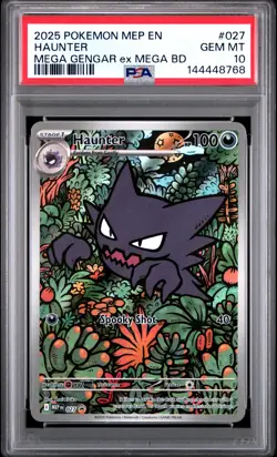 2025 POKEMON MEP EN-ME BLACK STAR PROMO #027 HAUNTER PSA 10 - Image 1