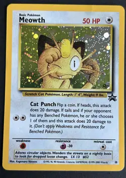 Pokemon TCG Meowth 10/53 Wotc Promo Holo LP/MP - Image 1