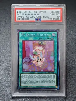 2023 Yugioh AMDE-EN020 My Friend Purrely Collector's Rare 1st Edition PSA 10 - Image 1