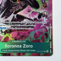 One Piece TCG OP-15/EB04 Roronoa Zoro OP13–037 Treasure Rare - Image 5