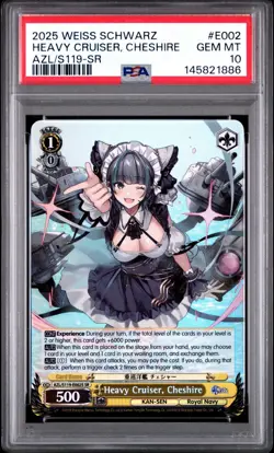 2025 WEISS SCHWARZ AZUR LANE VOL.2 SR E002 HEAVY CRUISER CHESHIRE PSA 10 ENGLISH - Image 1