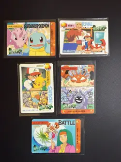x 5 Pokemon Bandai Carddass Vending Series Cards Anime Pocket Monsters Bundle - Image 1