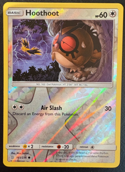 Pokemon Card Hoothoot Unified Minds Reverse Holo 165/236 NM - Image 1
