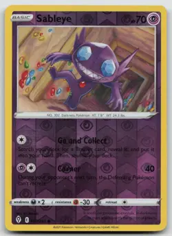 Reverse Holo Sableye 067/203 SWSH07: Evolving Skies Common Pokemon TCG Card - Image 1