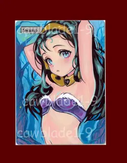 Hand Painted Altered MTG Card, Swamp, Anime Girl, by Cawblade - Image 1