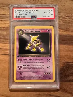 Pokemon Rocket 1st Edition DARK ALAKAZAM NON HOLO 18/82 PSA 8 # 68473871 - Image 3