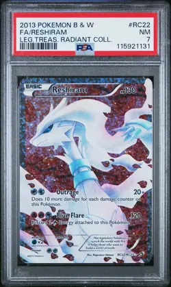 2013 POKEMON B&W LEGEND TREASURES RADIANT COLL #RC22 FULL ART/RESHIRAM PSA 7 - Image 1