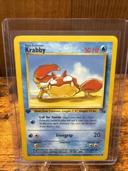 1st Edition Krabby 51/62 Fossil Set Rare Vintage 1999 Pokemon Card - Image 1