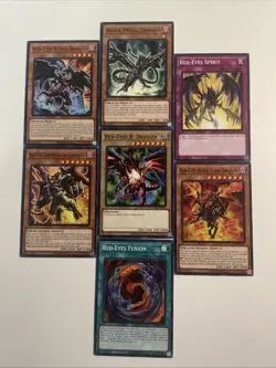 Yugioh! Red-Eyes B. Dragon 7 Card Set LDK2-ENJ Playset Flare, Metal, Retro NM/M - Image 1