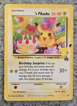 Pokemon TCG Happy Birthday Pikachu Holo 24 Celebrations Card NM - Image 1