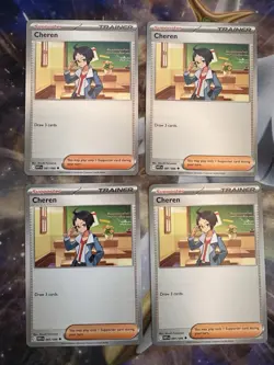 4x 2025 Pokemon TCG Trainer Cheren 081 S&V White Flare U Card NM+ FREE SHIPPING - Image 1