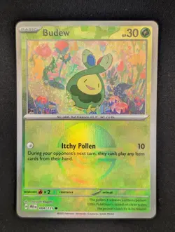 Pokemon TCG Budew 004/131 Prismatic Evolutions Pokeball Reverse - Image 1