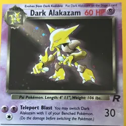 Pokemon Dark Alakazam Team Rocket Holo Rare 1/82 60HP English - Image 3