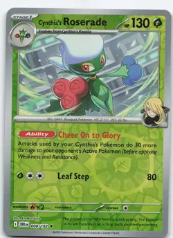 Cynthia's Roserade 008/182 Rare Reverse Holo SV10: Destined Rivals NM Pokemon - Image 1