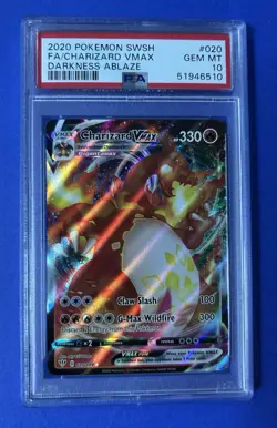 2020 Pokemon SWSH Darkness Ablaze #020 FA/ Charizard VMAX PSA 10 GEM MINT - Image 1
