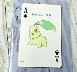 Ace of Clubs Chikorita 152 Pokemon Poker Playing Card 1999 Japan Lugia Silver - Image 1