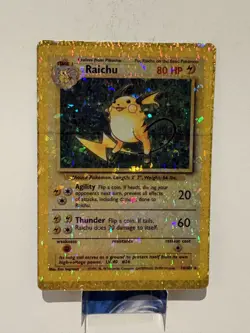 Raichu 14/102 Base Set Vending Sticker Holo Prism Vintage Pokemon Card - Image 1
