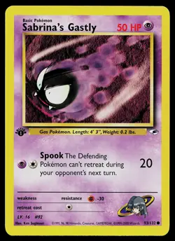 Pokemon Card - Sabrina's Gastly Gym Heroes 93/132 Common 1st Edition - Image 1