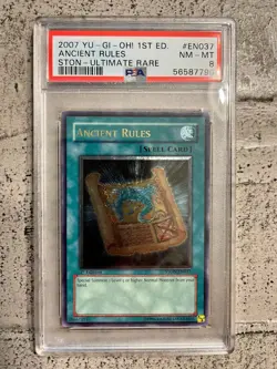 Yu-Gi-Oh! Ancient Rules 1st Ed. STON-EN037 Ultimate Rare PSA 8 Card - Image 1