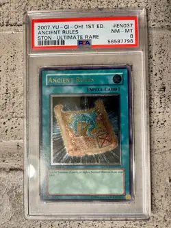 Yu-Gi-Oh! Ancient Rules 1st Ed. STON-EN037 Ultimate Rare PSA 8 Card - Image 2