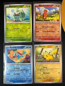 Pokemon 151 Costco Exclusive Promos Charmander Pikachu Bulbasaur Squirtle SWIRLS - Image 1