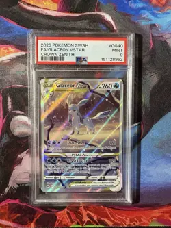 2023 POKEMON SWORD & SHIELD CROWN ZENITH #GG40 FULL ART/GLACEON VSTAR PSA 9 - Image 1