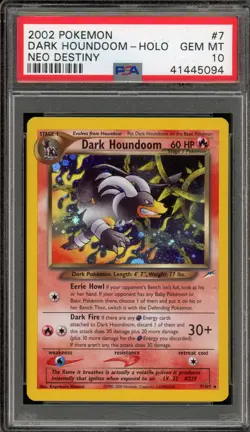 Pokemon Dark Houndoom Neo Destiny Unlimited Holo Rare #7 PSA 10 Gem Mint - Image 1