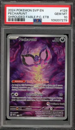 Pokemon Center Stamp Promo Pecharunt Shrouded Fable ETB SVP EN 129 PSA 10 - Image 1
