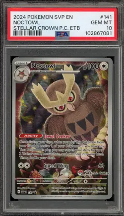 Pokemon Center Stamp Promo Noctowl Stellar Crown ETB SVP EN 141 PSA 10 Gem Mint - Image 1