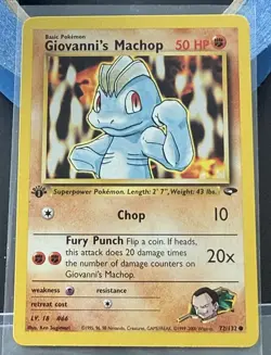 1st Edition Giovanni's Machop 72/132 Gym Challenge 2000 WOTC Pokemon Card TCG - Image 1