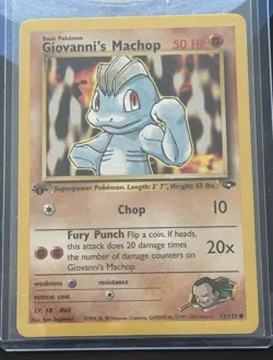 1st Edition Giovanni's Machop 72/132 Gym Challenge 2000 WOTC Pokemon Card TCG - Image 3