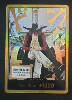 DON!! Card Dracule Mihawk Gold One Piece OP14 The Azure Sea's Seven NM unplayed - Image 1