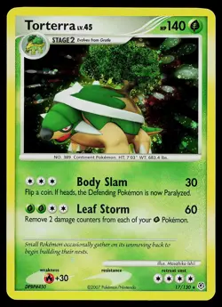 Pokemon Card - Torterra Diamond and Pearl 17/130 Holo Rare - Image 1
