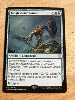TANGLEWEAVE ARMOR mtg NM-M Commander Phyrexia 1 Rare - Image 1