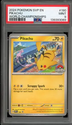 Pokemon Pikachu 2024 World Championships Promo SVP EN 190 PSA 9 Mint - Image 1