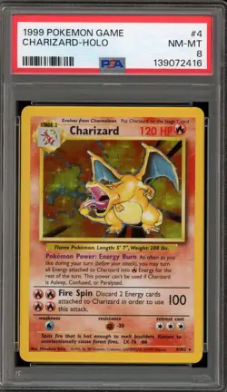 Pokemon Charizard Base Set Unlimited Holo Rare #4 PSA 8 - Image 1