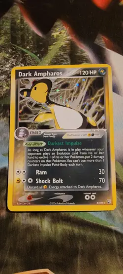 Pokemon TCG - Dark Ampharos (W/SWIRL!) 2/109 EX Team Rocket Returns Reverse Holo - Image 1
