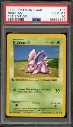 Pokemon Nidoran (Male) Base Set Shadowless 1st Edition #55 PSA 10 Gem Mint - Image 1