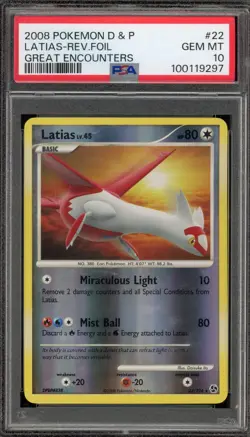 Pokemon Latias Great Encounters Reverse Holo Rare #22 PSA 10 Gem Mint - Image 1