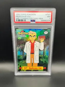 1999 Pokemon Topps Series 1 Character Card Professor Oak #TV7 PSA 7 NM! TCG - Image 1
