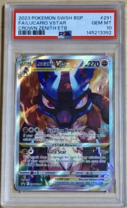 2023 Pokemon Crown Zenith ETB Promo Lucario VSTAR SWSH291 - PSA 10 Gem 💎 Mint - Image 1
