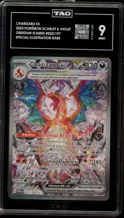 Pokemon Charizard ex Obsidian Flames Special Illustration Rare #223 TAG 9 Mint - Image 1