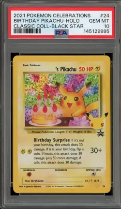 Pokemon Birthday Pikachu Celebrations Classic Coll. Promo #24 PSA 10 Gem Mint - Image 1