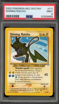 Pokemon Shining Raichu Neo Destiny Unlimited Holo Secret Rare #111 PSA 9 Mint - Image 1