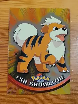 NM! HOLO FOIL 1999 Topps Pokemon Series 1 - Growlithe #58 Blue Logo - Image 1