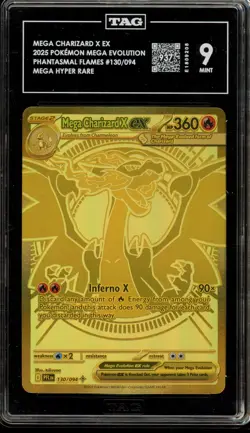 Pokemon Mega Charizard X ex Phantasmal Flames Mega Hyper Rare #130 TAG 9 Mint - Image 1