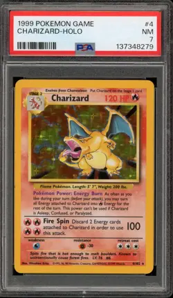 Pokemon Charizard Base Set Unlimited Holo Rare #4 PSA 7 - Image 1