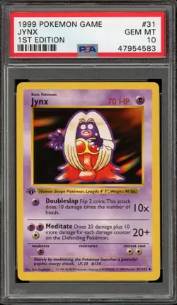 Pokemon Jynx Base Set Shadowless 1st Edition #31 PSA 10 Gem Mint - Image 1