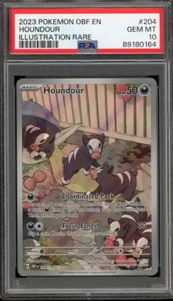 Pokemon Houndour Obsidian Flames Illustration Rare #204 PSA 10 Gem Mint - Image 1