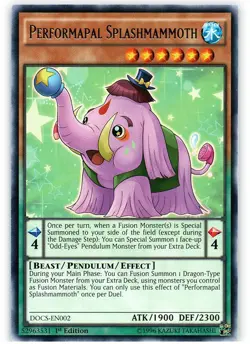 Performapal Splashmammoth - DOCS-EN002 - Rare - 1st Edition - Lightly Played - D - Image 1